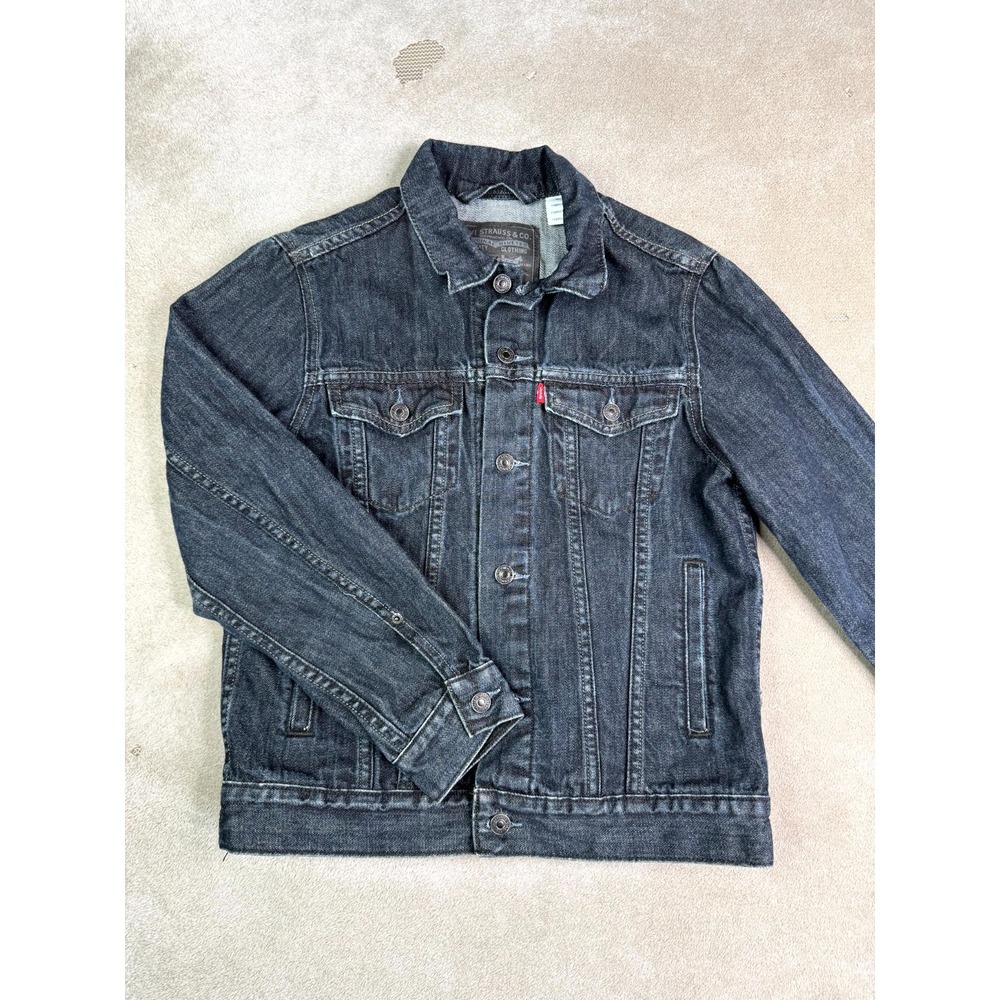 Levi's Trucker Jacket Womens Large Blue Denim Flap Pockets Outdoor Button Front